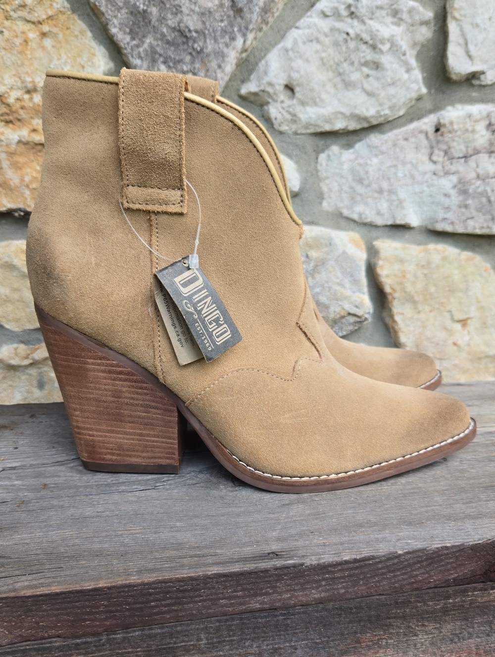 Dingo Flannie Leather Bootie Size 9 Natural Cowboy Western Coastal Cowgirl Flaws
